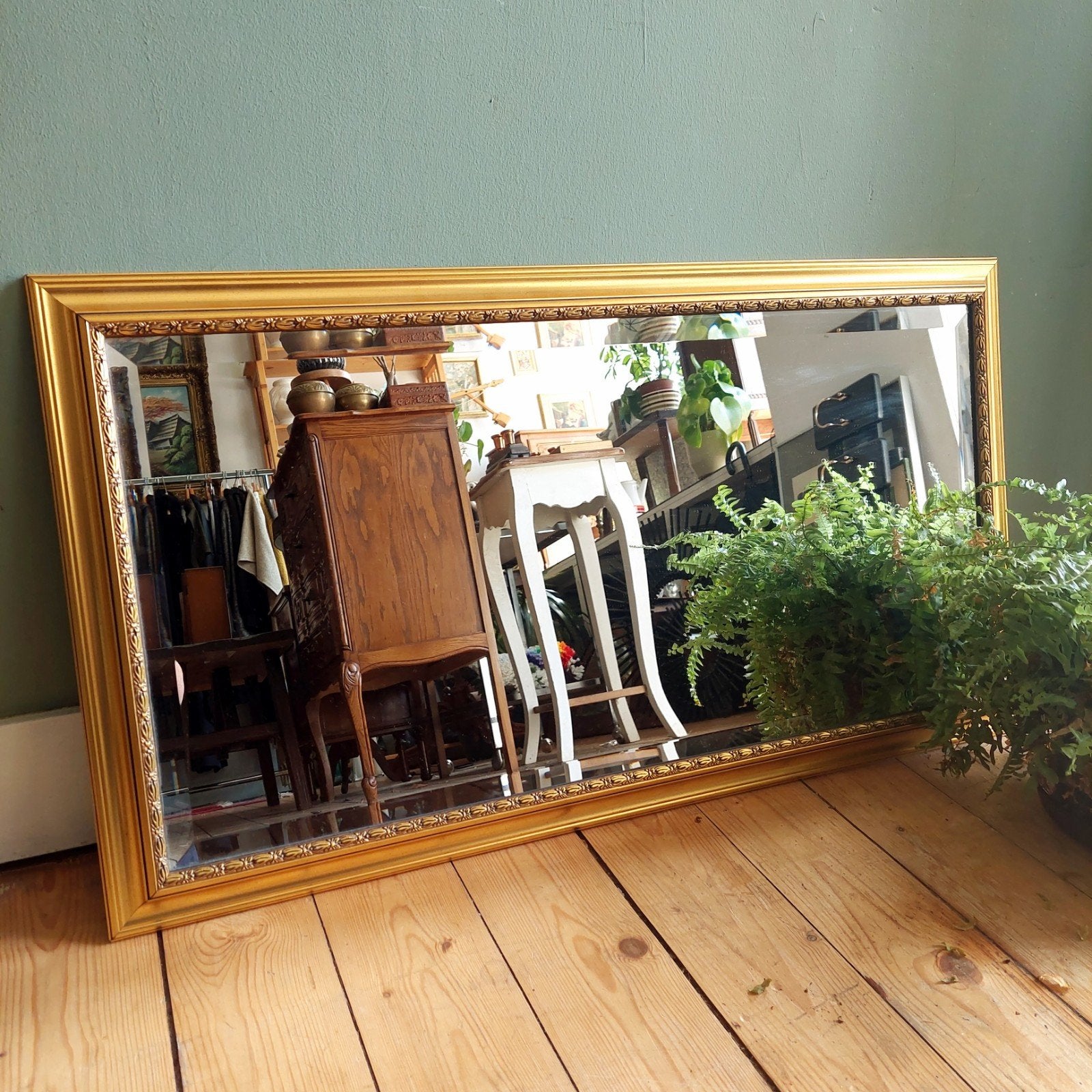 Lucky Vintage gouden spiegel facet geslepenen zwart randje, Ophalen, Minder dan 50 cm, ., Zo goed als nieuw