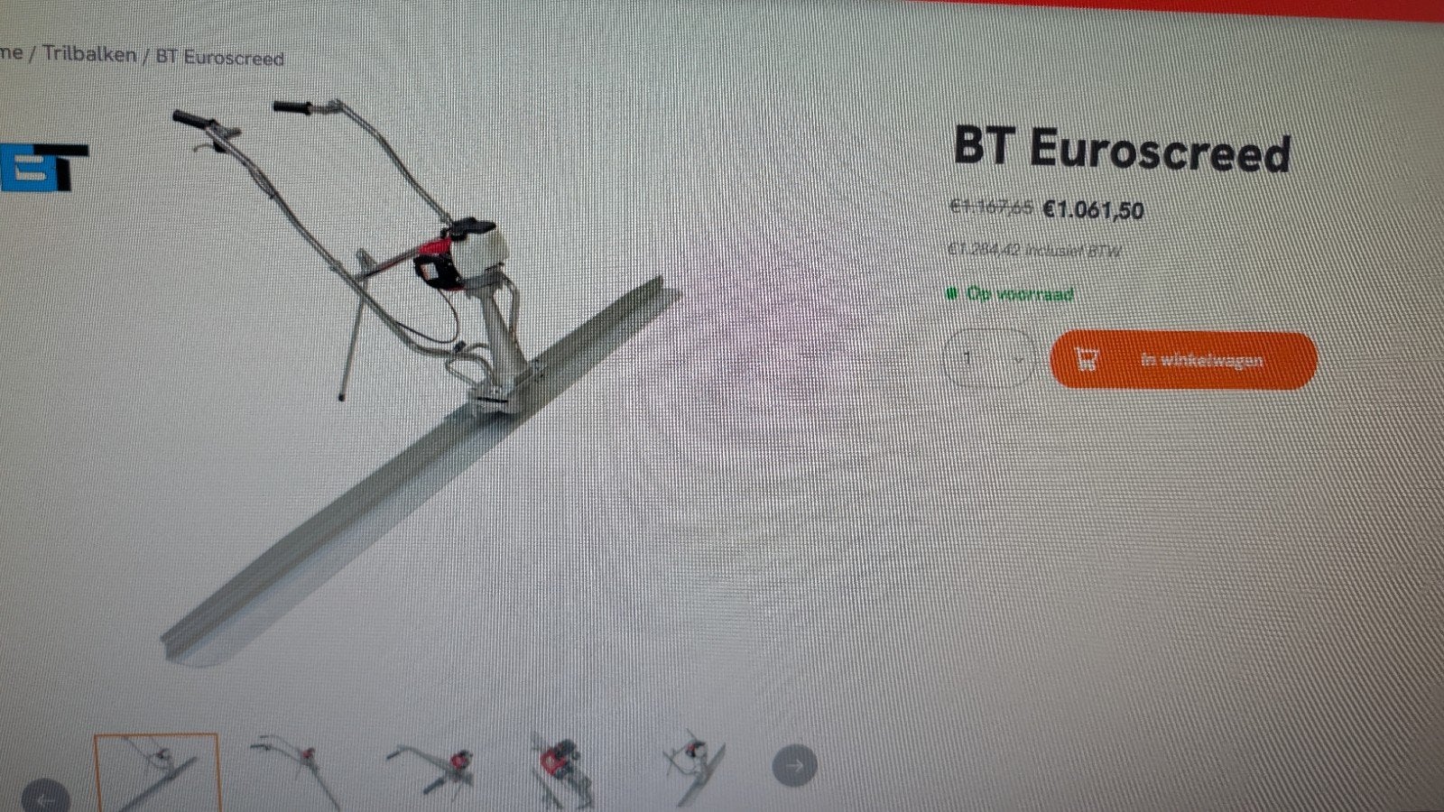 BT Euroscreed CSD-4 trilbalk met Honda motor, Ophalen of Verzenden
