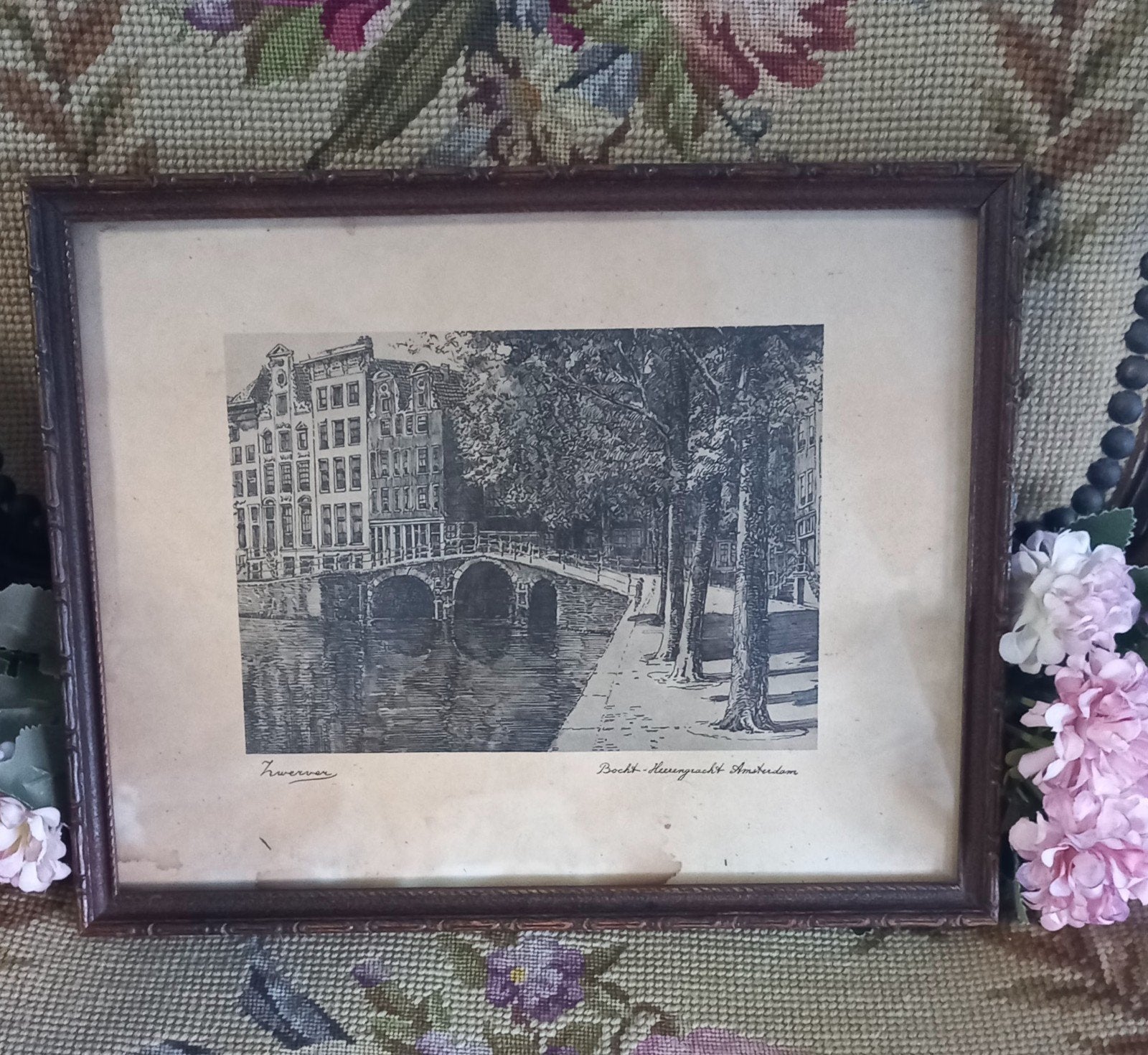 Ets van Jan Zwerver, orginele lijst, Heerengracht Amsterdam, Ophalen of Verzenden