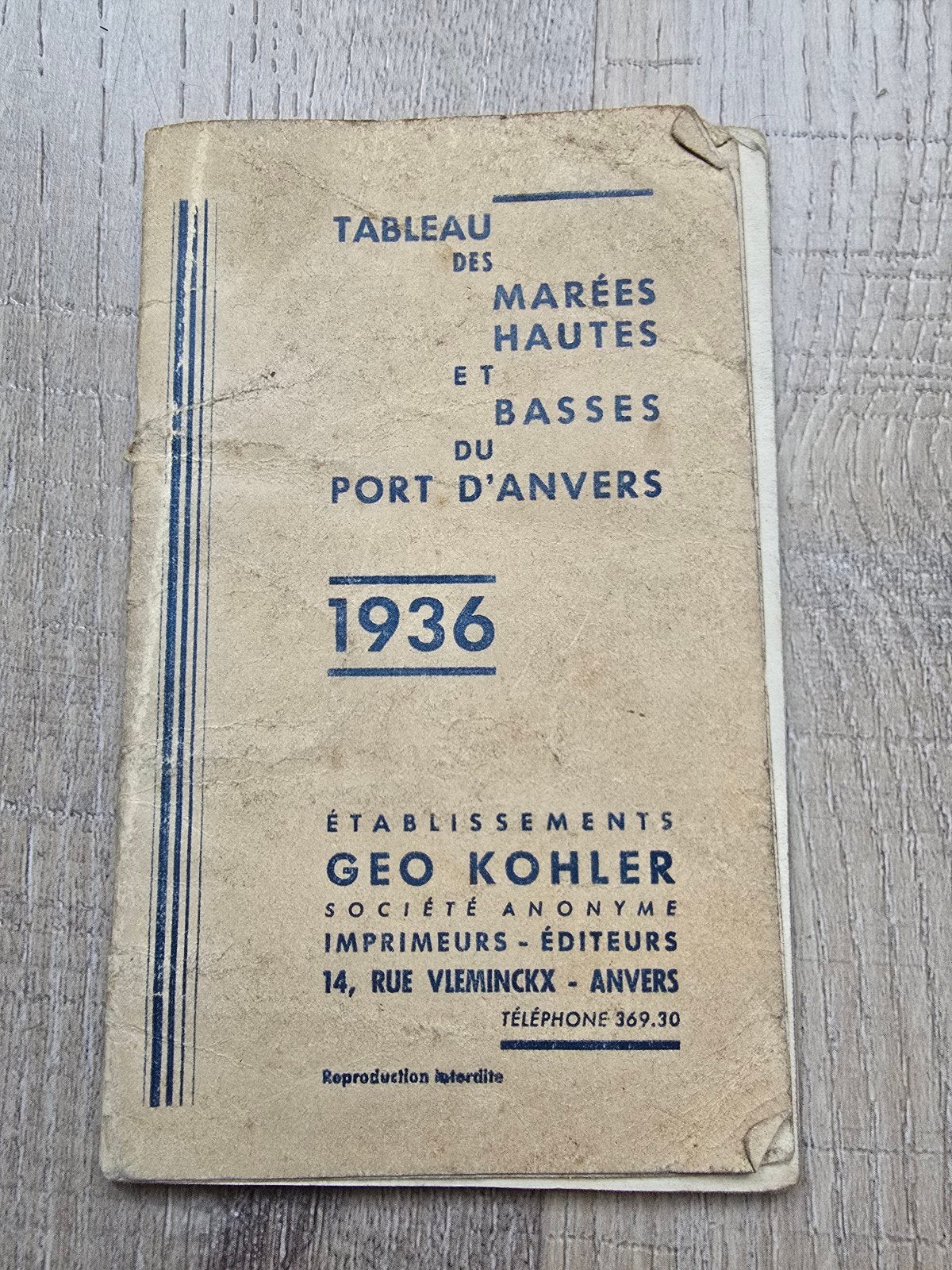 historisch getijdenboekje voor de haven van Antwerpen 1936 !, Ophalen of Verzenden