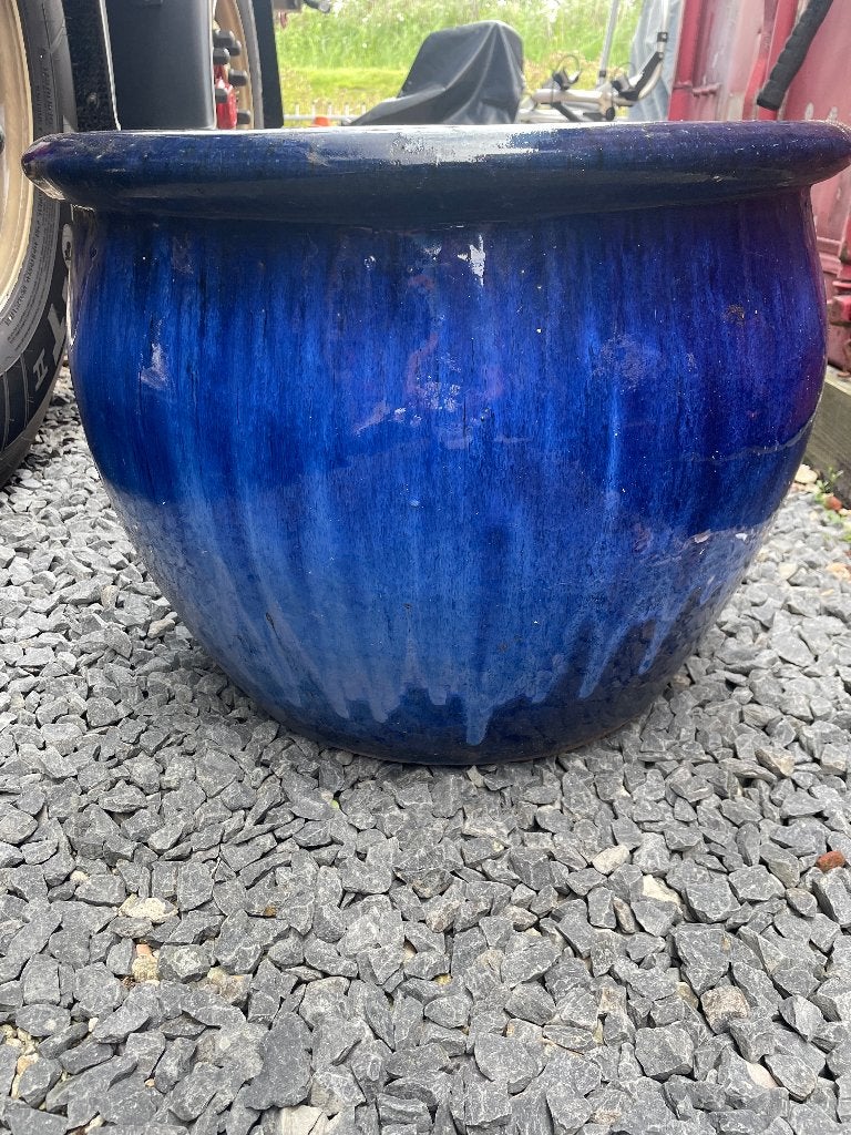 Blauwe bloempot, Ophalen, Gebruikt, 40 cm of meer, Rond