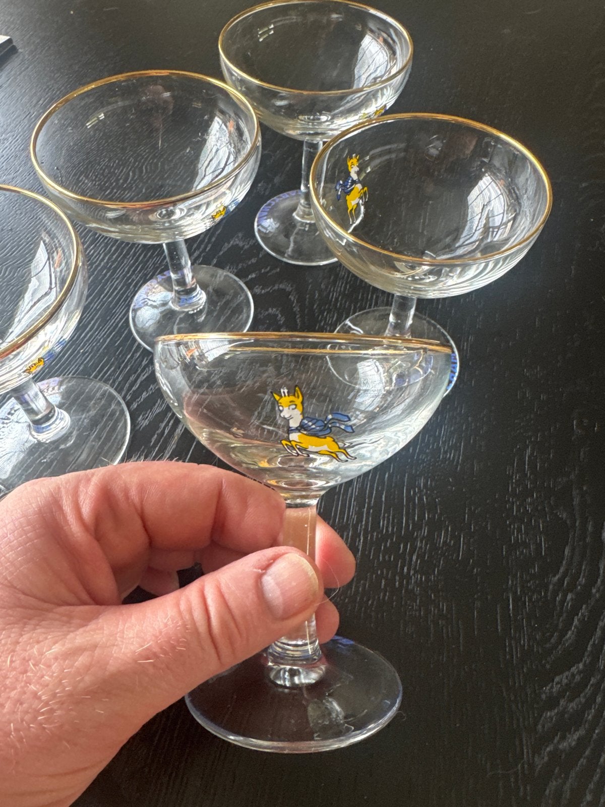 Set van 6 Vintage Babycham Champagne Coupe Glazen, Ophalen of Verzenden
