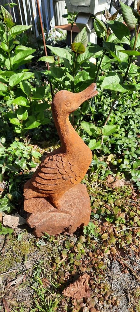 Gietijzeren  Eend Tuinbeeld - Decoratief, Ophalen of Verzenden, Gebruikt, Metaal, Dierenbeeld