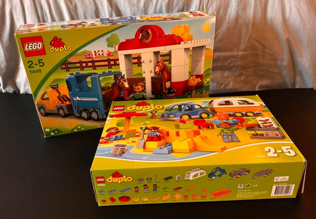⛺️🐴  Lego Duplo set van 2 Kamperen 10602 + Paardenstal 5648, Ophalen of Verzenden, Zo goed als nieuw, Duplo
