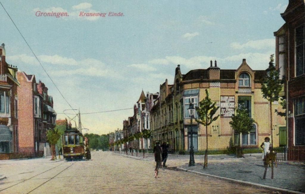 54 Groningen Kraneweg Einde 1915 Tram, Verzamelen, Ophalen of Verzenden, Voor 1920, Gelopen, Groningen