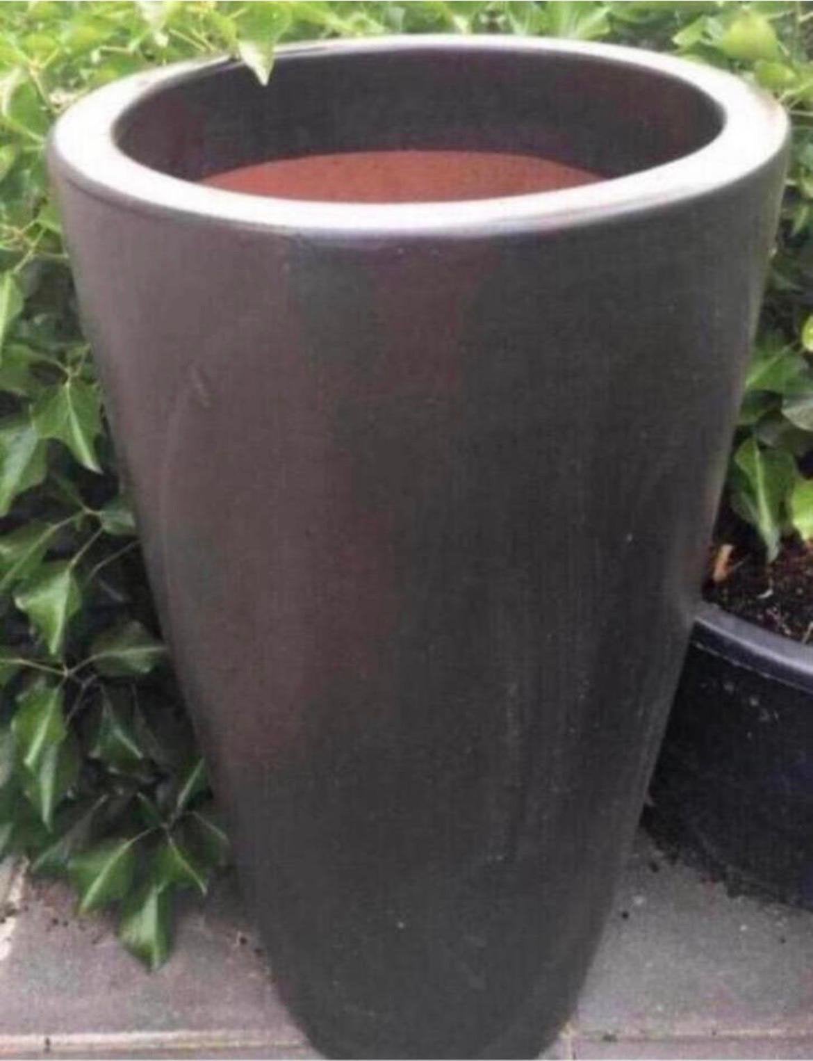 Mooie grote terracotta bloempot 72/39cm antraciet grijs, Gebruikt, Rond, Binnen, Terracotta
