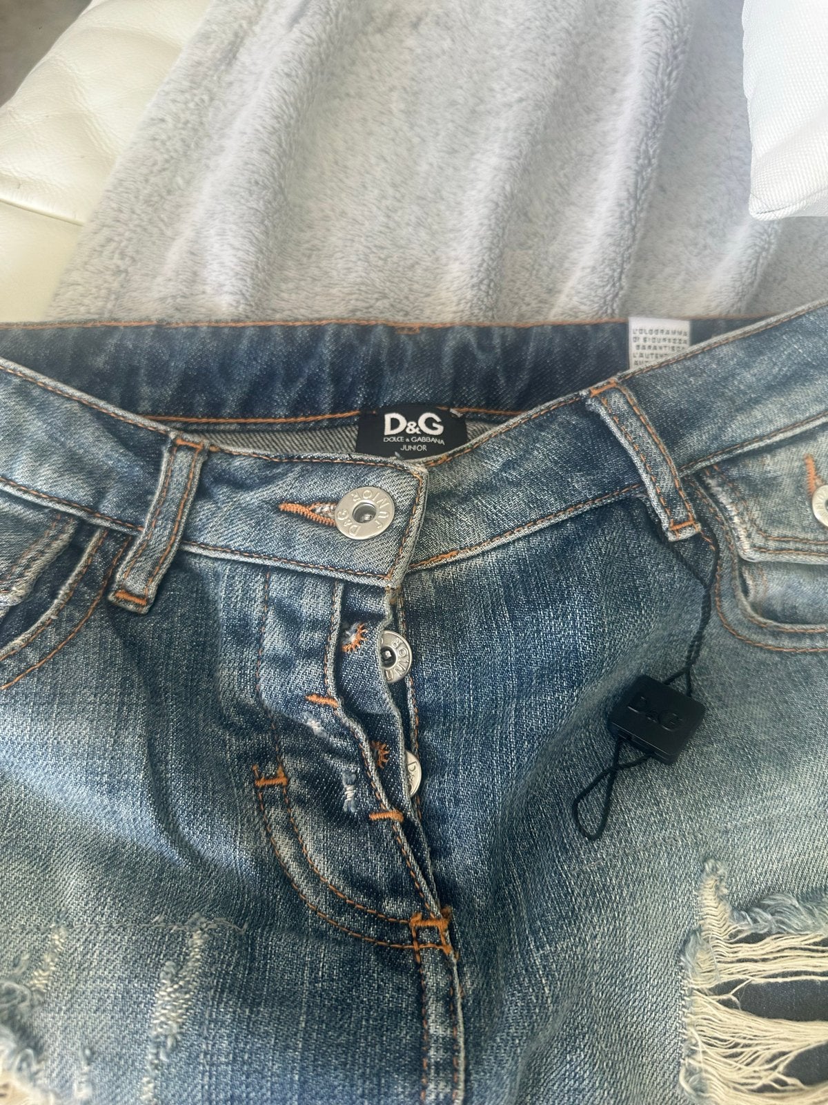 Dolce&Gabbana Junior spijkerrok met gaten, Ophalen, Blauw, Maat 34 (XS) of kleiner, Gedragen