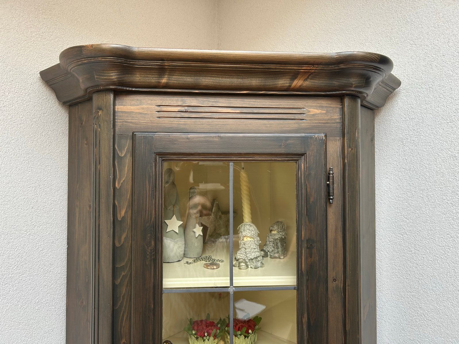 Elegante hoekkast met glazen deur en lade, Antiek en Kunst, Antiek | Meubels | Kasten, Ophalen