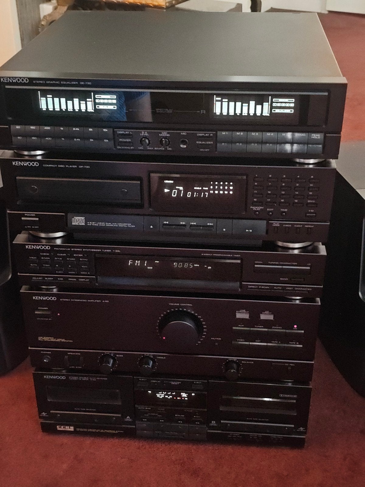 kenwood stereoset + equailizer + boxen + A.B.  z.g.a.n., Losse componenten, Ophalen, Overige merken, Tuner of Radio