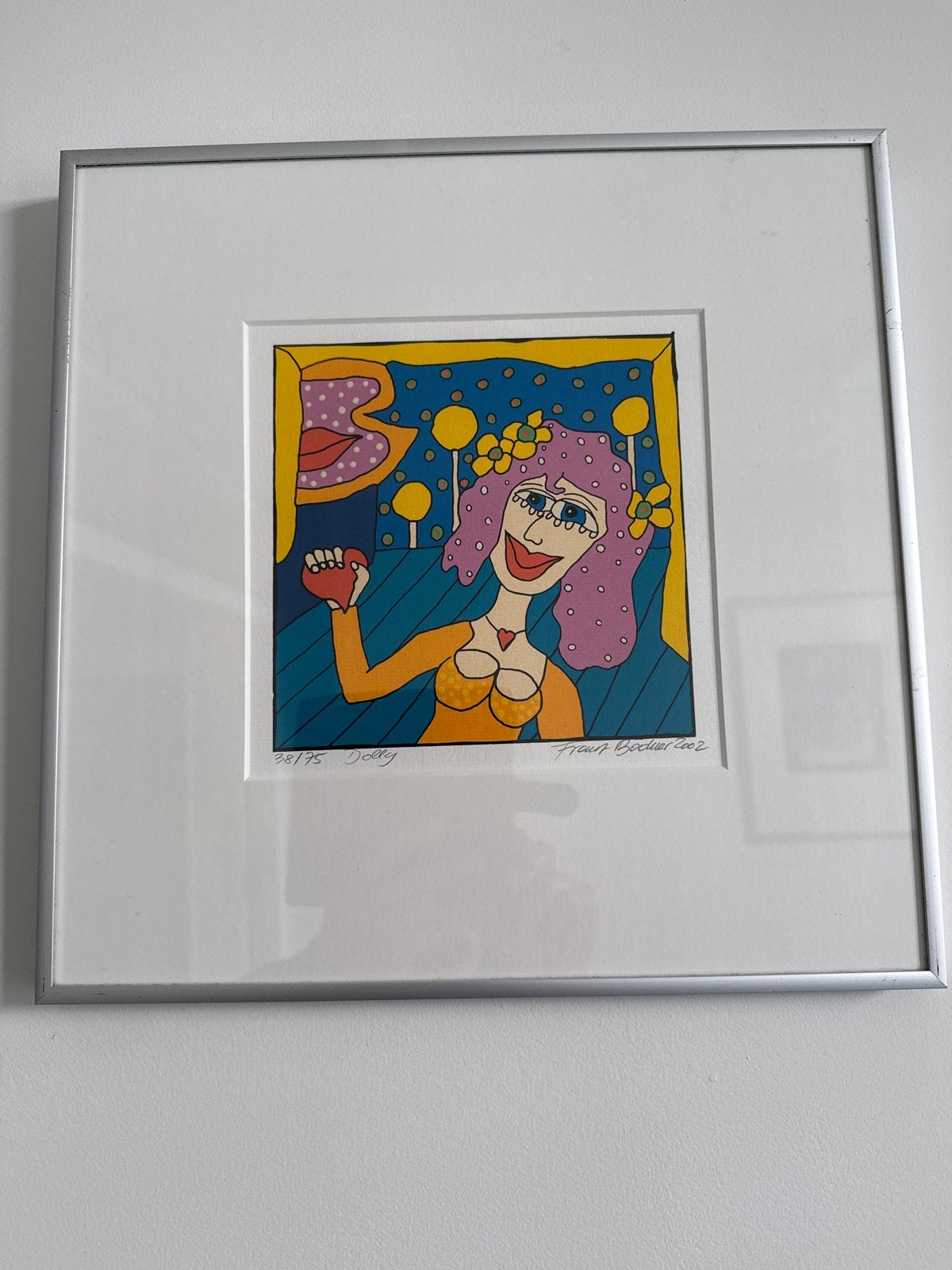 Set van 3 vrolijke zeefdrukken van Franz bodner, Figuren, Papier/karton, Achter glas, Zeefdruk