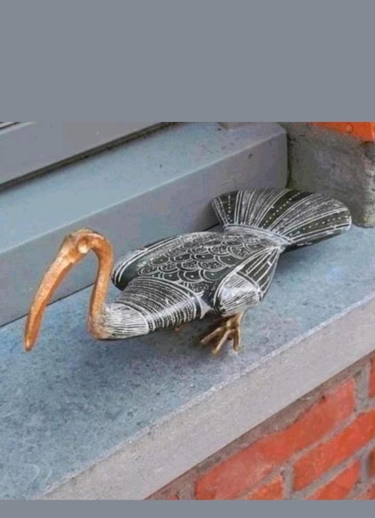 Egyptische Ibis gemaakt van Brons en Marmer handgesneden, Antiek en Kunst, Ophalen of Verzenden