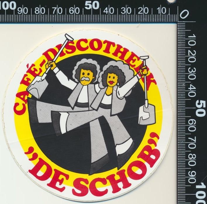 Sticker: Cafe Discotheek De Schob, Ophalen of Verzenden, Zo goed als nieuw, Bedrijf of Vereniging