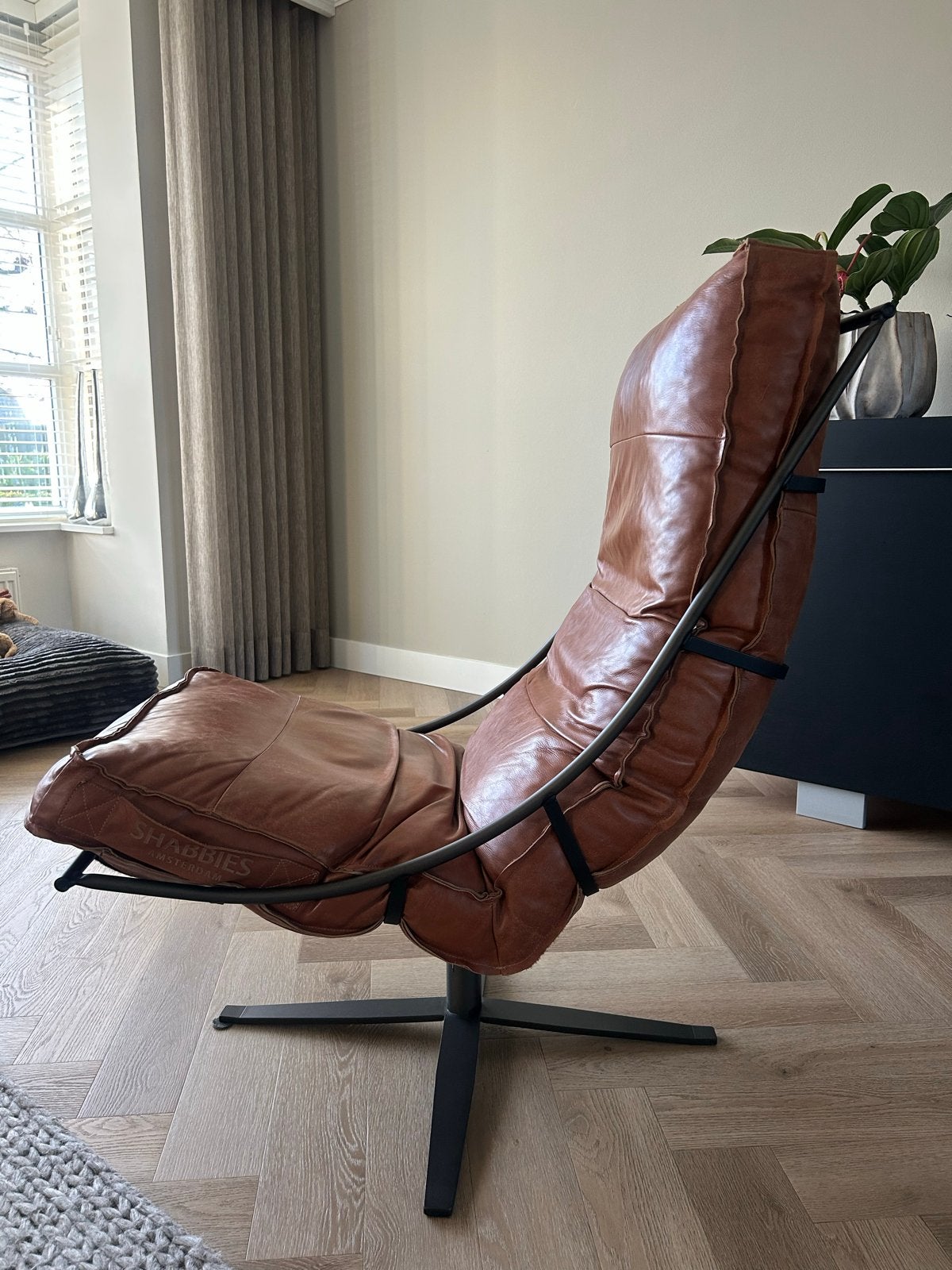Leren fauteuil van Shabby's, Ophalen, Gebruikt, Bruin, Leer