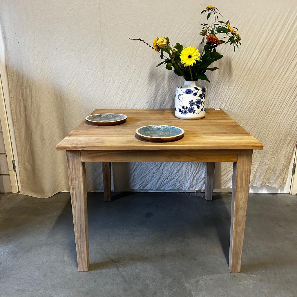 Eettafel - 100 x 100 cm - Massief teakhout – TTM Wonen