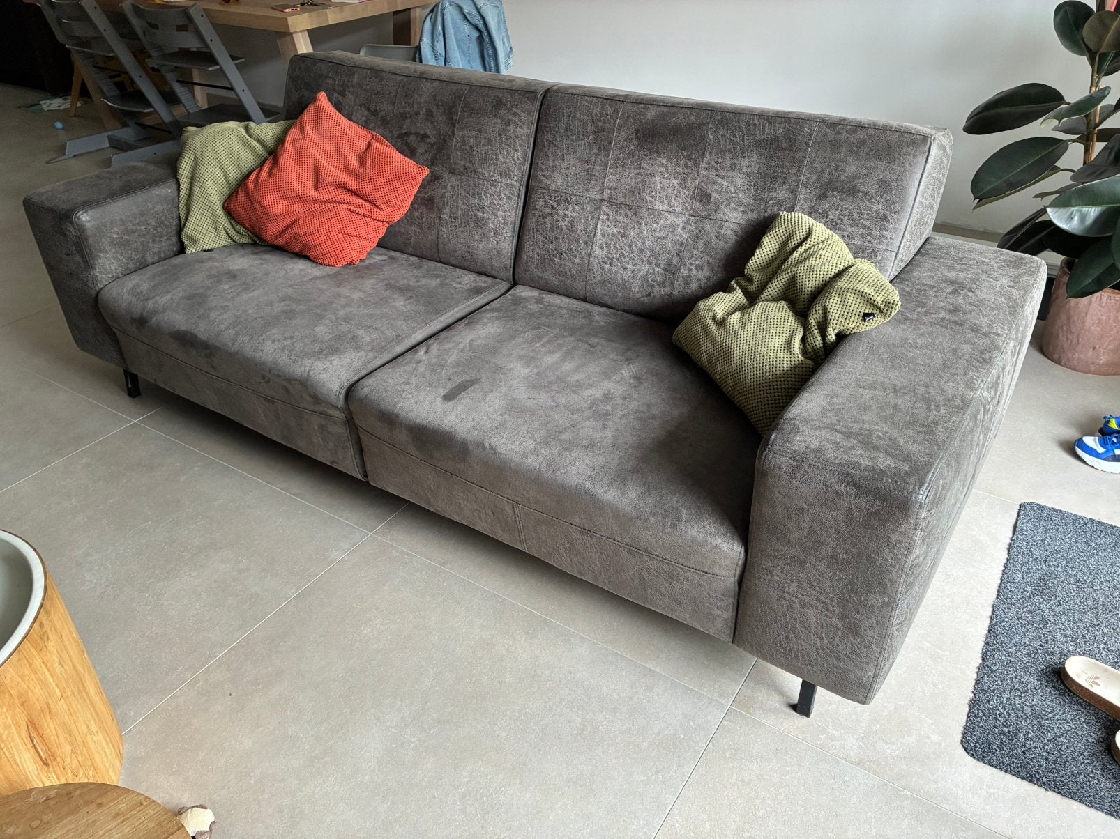 Gratis ophalen! Bommel Sunfire. 3 zits, microleder, grijs., Ophalen, Overige materialen, Gebruikt, Driepersoons
