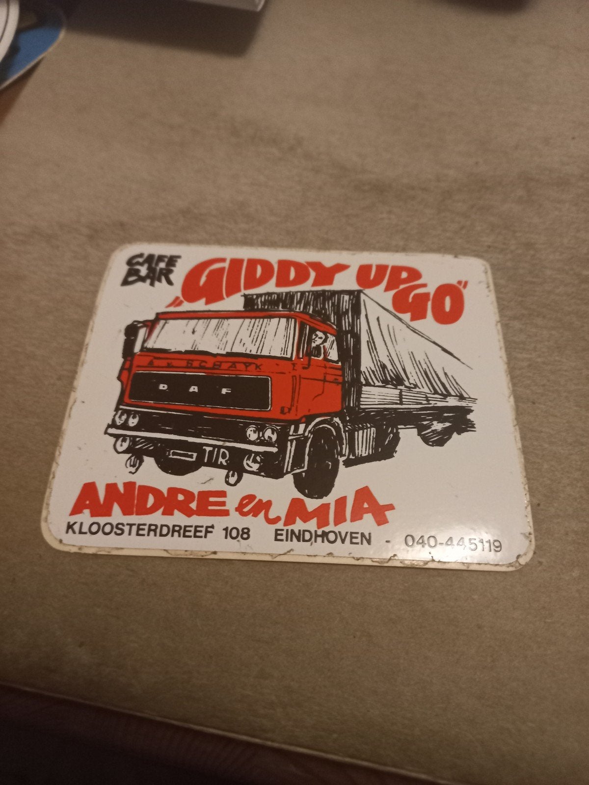 Vintage Cafe Bar Giddy Up Go DAF Vrachtwagen, Verzamelen, Ophalen of Verzenden, Gebruikt