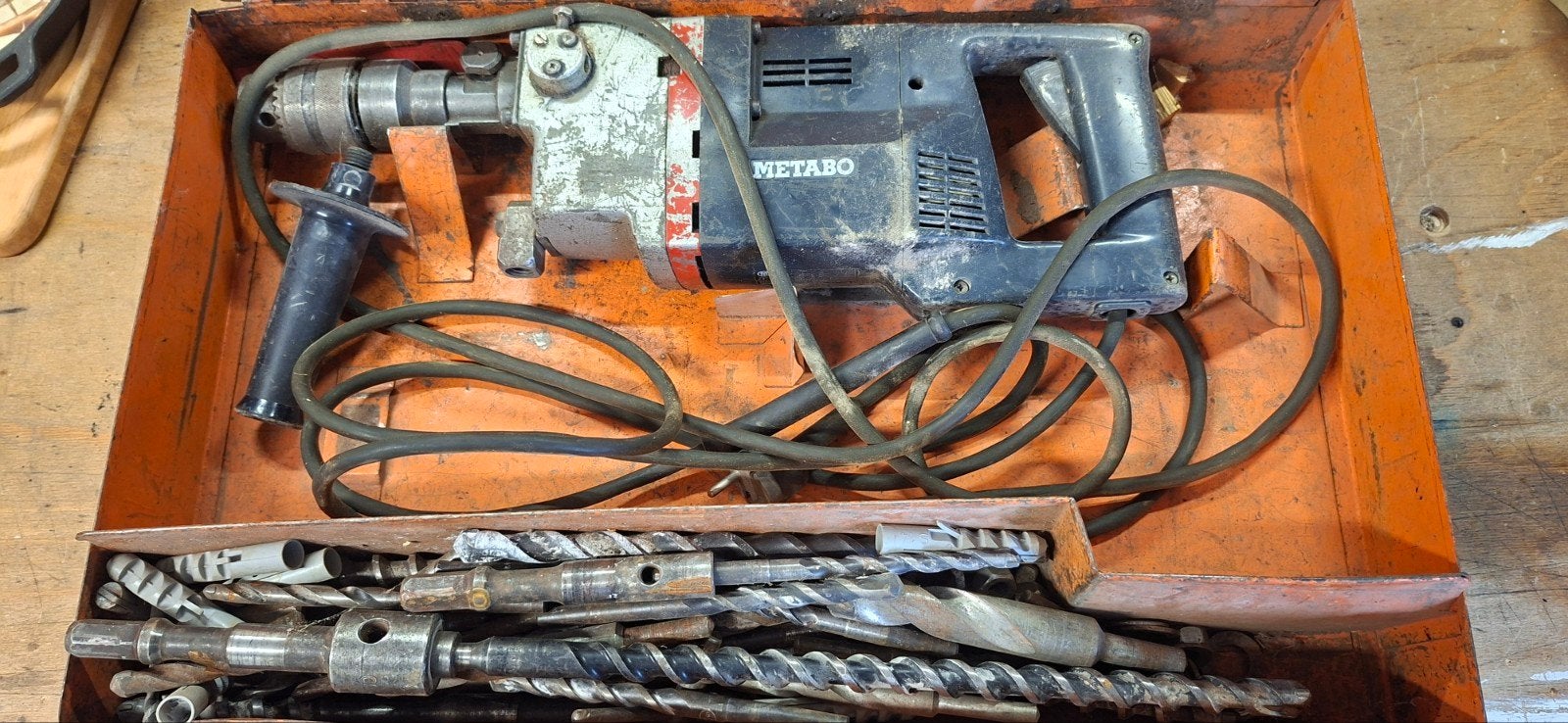 Metabo Boorhamer met borenset in koffer, Ophalen, Boor- en/of Breekhamer, Klopboormechanisme, Gebruikt