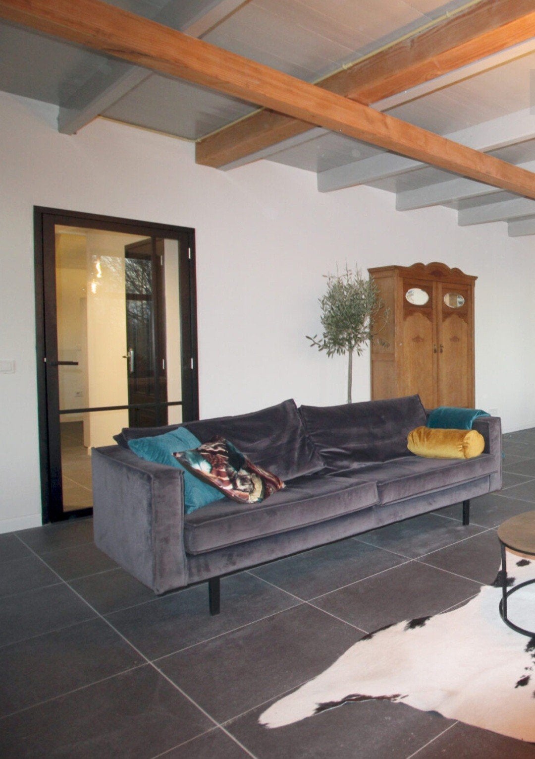 2x Be Pure bank blauw/paars/grijs velvet, 190cm breed, Ophalen, 150 tot 200 cm, Driepersoons, 75 tot 100 cm