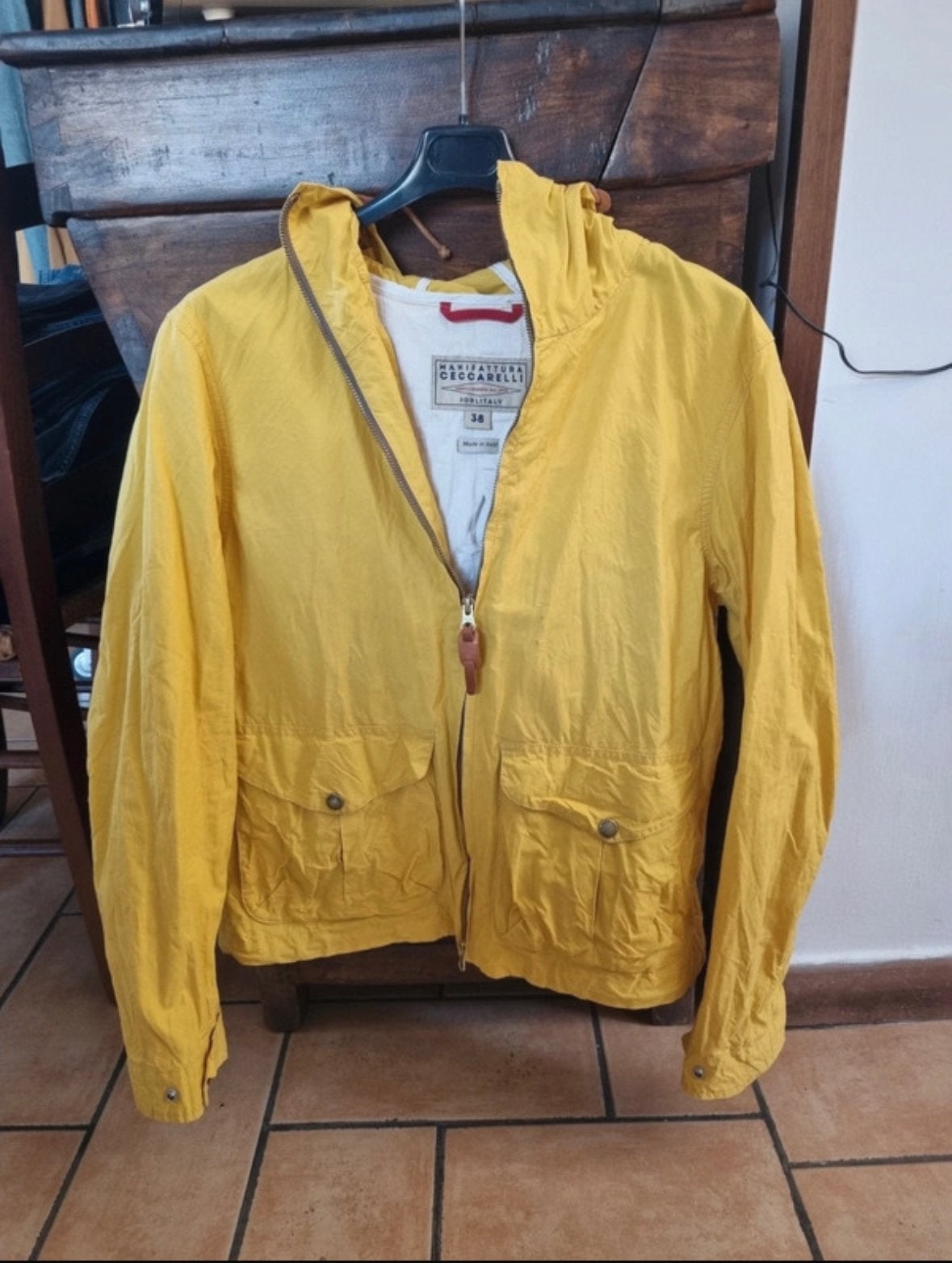 Manifattura Ceccarelli Jacket Jas Blazer Coat Hood Maat 38, Ophalen of Verzenden, Zo goed als nieuw, Maat 46 (S) of kleiner, Geel