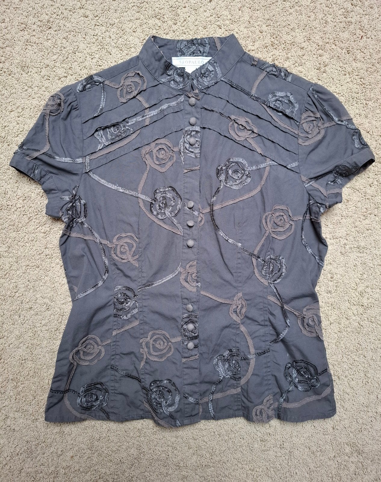 Antraciet getailleerde blouse. Maat 36, Saopaulo, Ophalen of Verzenden, Gedragen, Maat 36 (S)