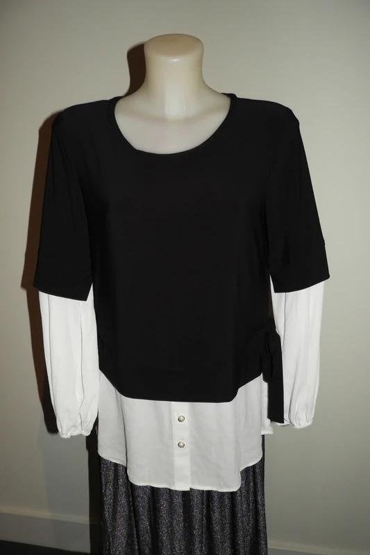 Joseph Ribkoff trui blouse look eraan zwart wit parel NIEUW, Maat 38/40 (M), Verzenden, Zwart, Joseph Ribkoff
