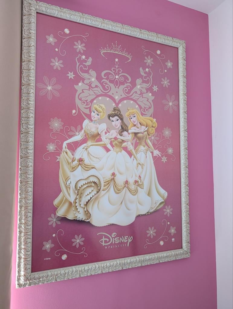 Disney Prinsessen Poster met Sierlijke Lijst, Oorspronkelijke maker, Ophalen of Verzenden, Zo goed als nieuw, Foto of Poster