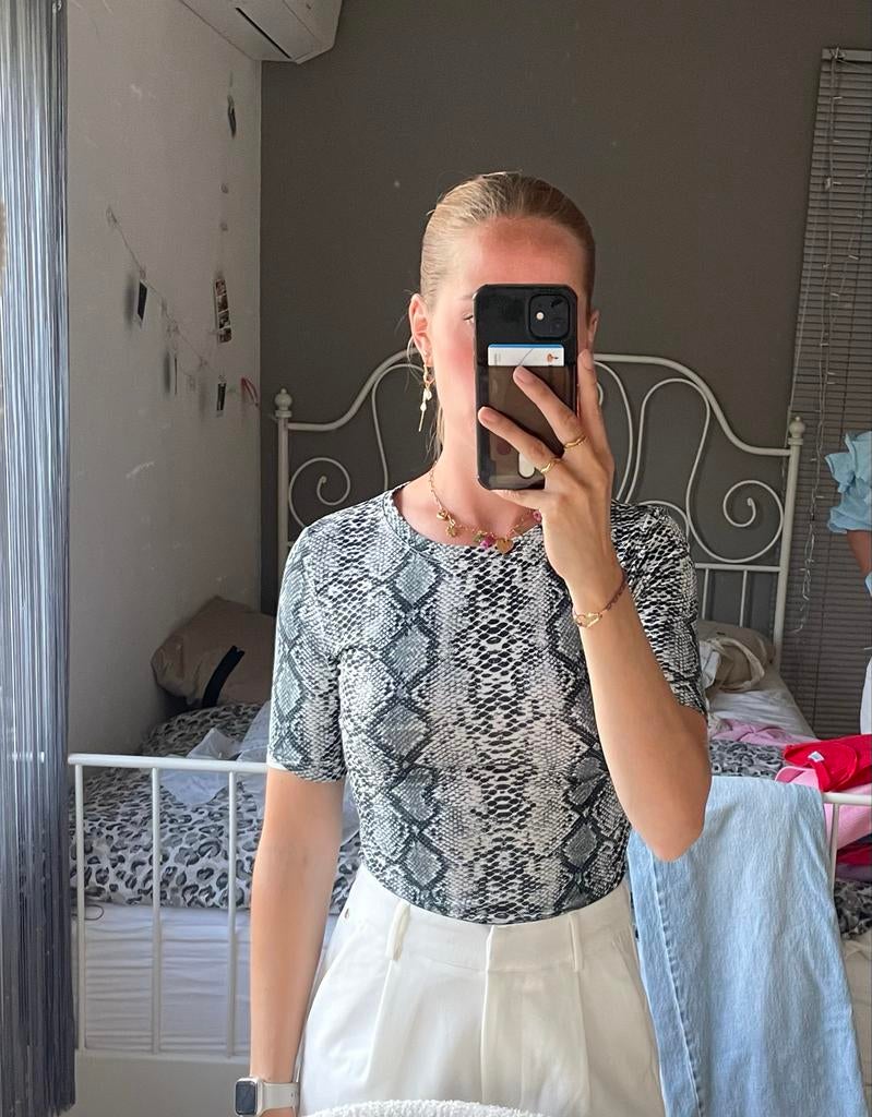 Loavies top met dierenprint - Maat XS, Zwart, Ophalen of Verzenden, Zo goed als nieuw, Korte mouw