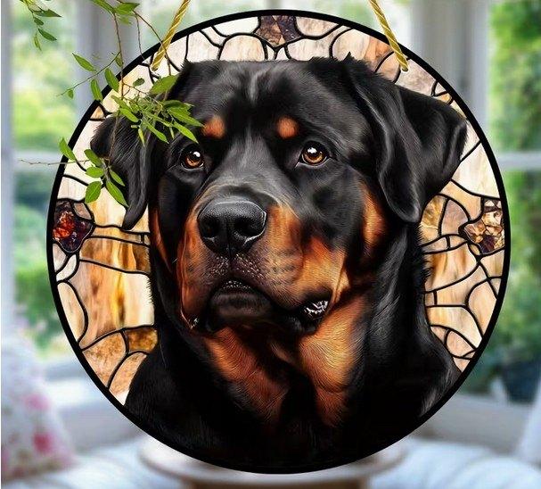Raamhanger Rottweiler ( kleurrijk ), Tuin en Terras, Tuinwanddecoratie, Verzenden, Nieuw