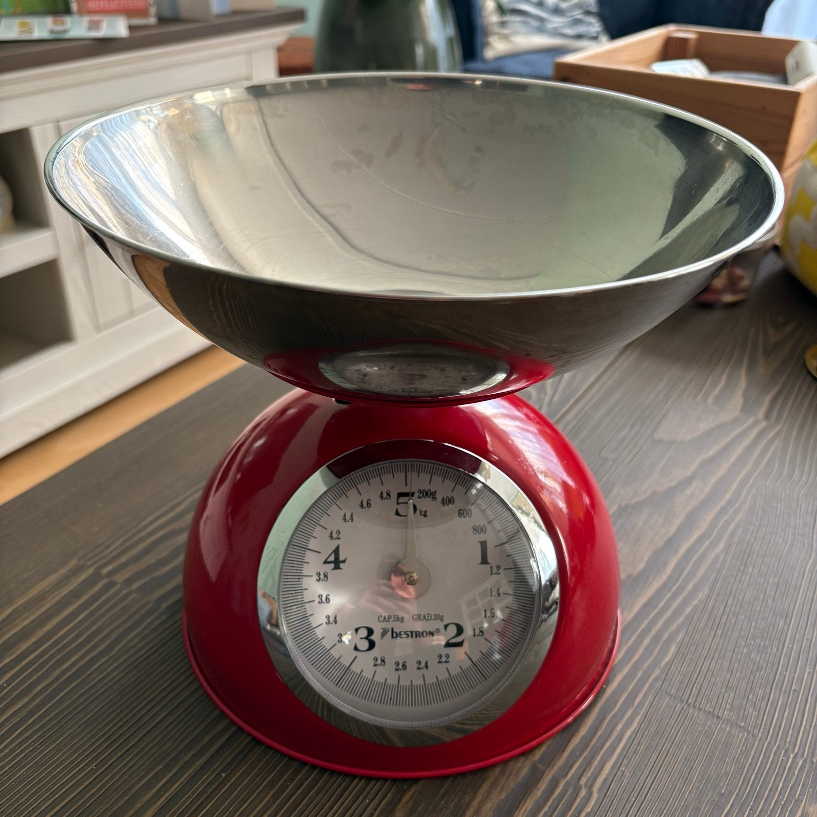 Bestron retro keukenweegschaal tot 5kg, Ophalen, Metaal, Rood, Overige merken