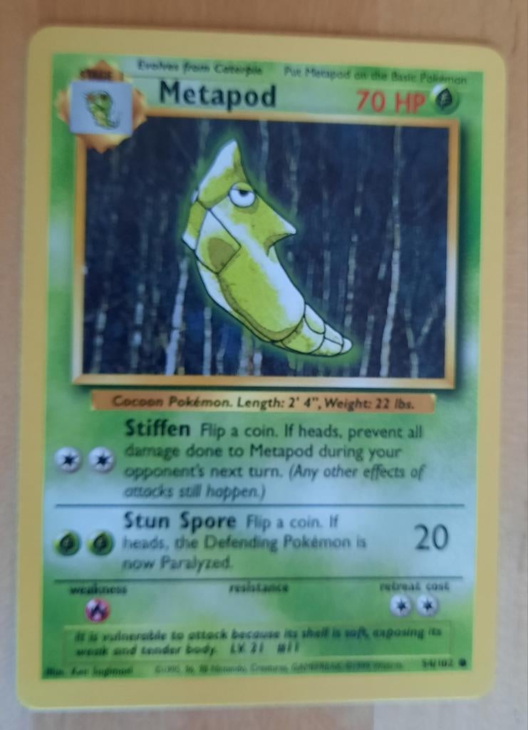 METAPOD - 54/102 - POKÉMON KAART, Ophalen of Verzenden, Nieuw