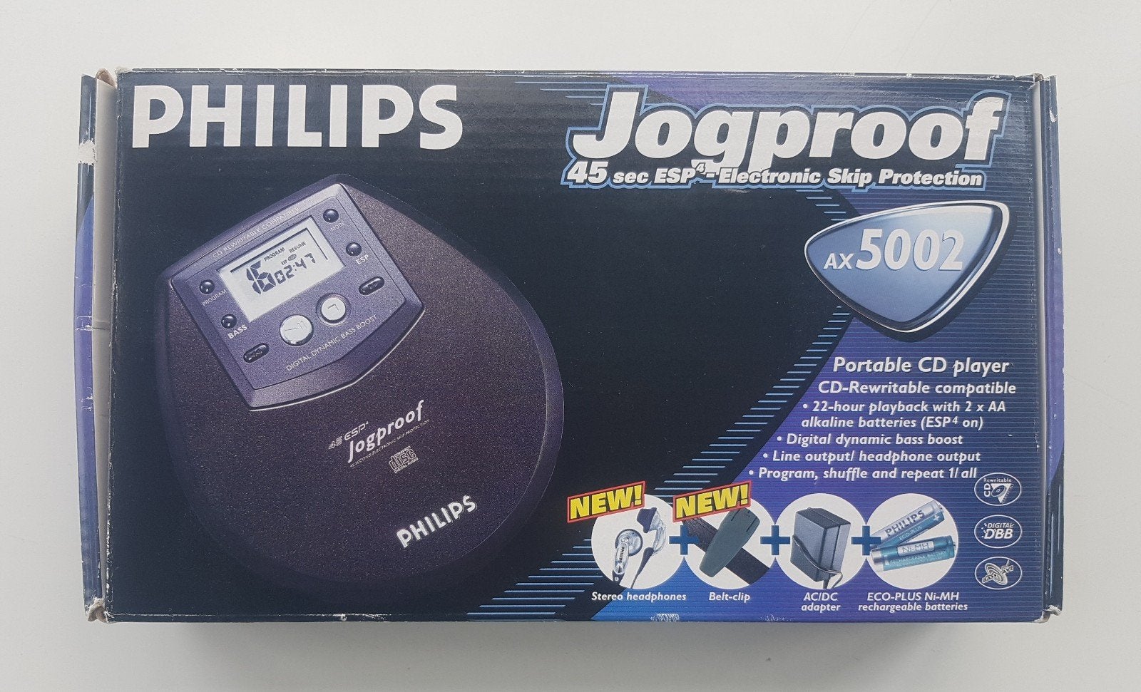 Philips Discman Shockproof AX5002 + Adapter + Headset, Ophalen of Verzenden, Discman