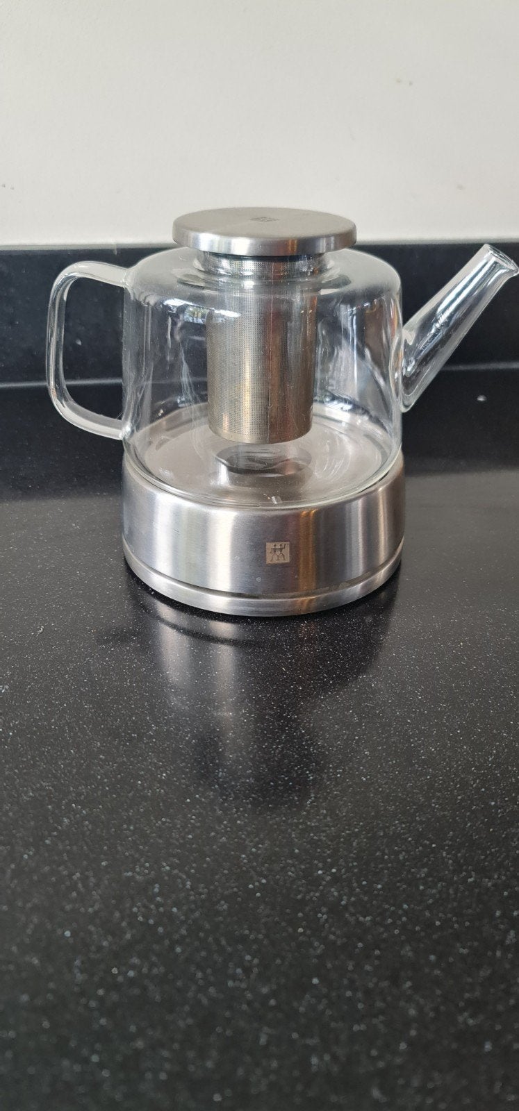 Glazen theepot met theelichtwarmer - ZWILLING, Huis en Inrichting, Glas, Zilver, Zo goed als nieuw, Overige merken