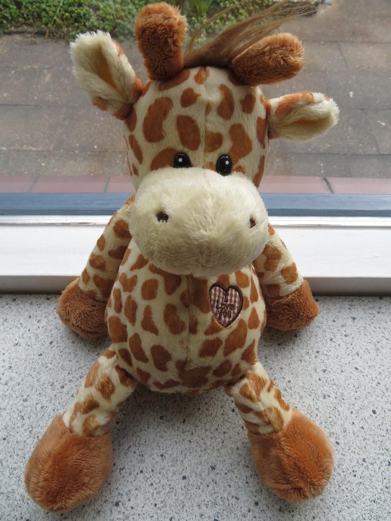 Giraffe of giraf merk Global Pluche Toys hartje I love you, Ophalen of Verzenden, Zo goed als nieuw, Overige typen
