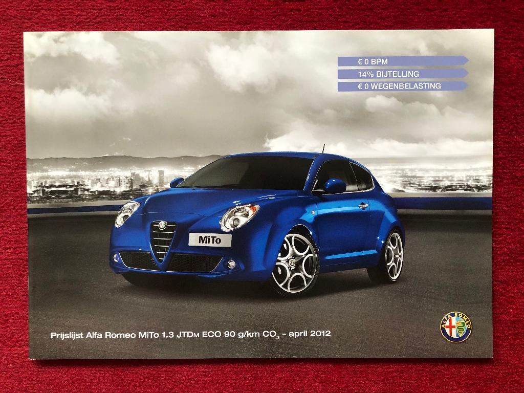 Alfa Romeo MiTo folder/prijslijst 2012, Boeken, Alfa Romeo, Nieuw, Ophalen of Verzenden, Alfa Romeo