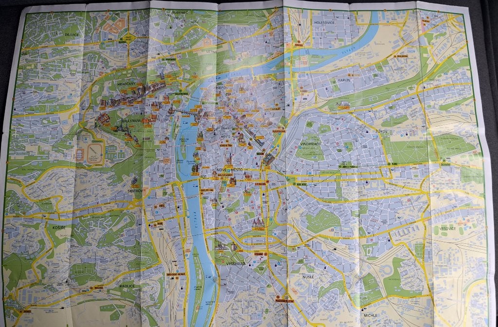 Citymap van Praag (plattegrond met monumenten), Ophalen of Verzenden, Zo goed als nieuw, 1800 tot 2000, Landkaart