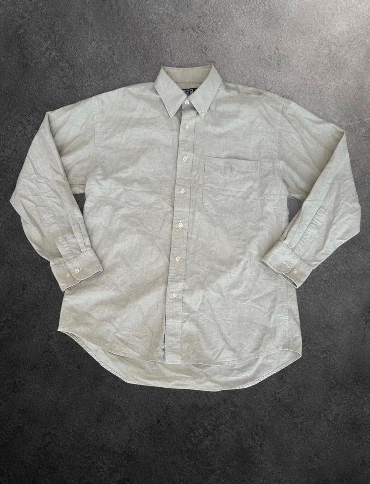 Polo Ralph Lauren Oxford Overhemd Beige Katoen Maat M/L, Ophalen of Verzenden, Gedragen, Beige, Halswijdte 41/42 (L)