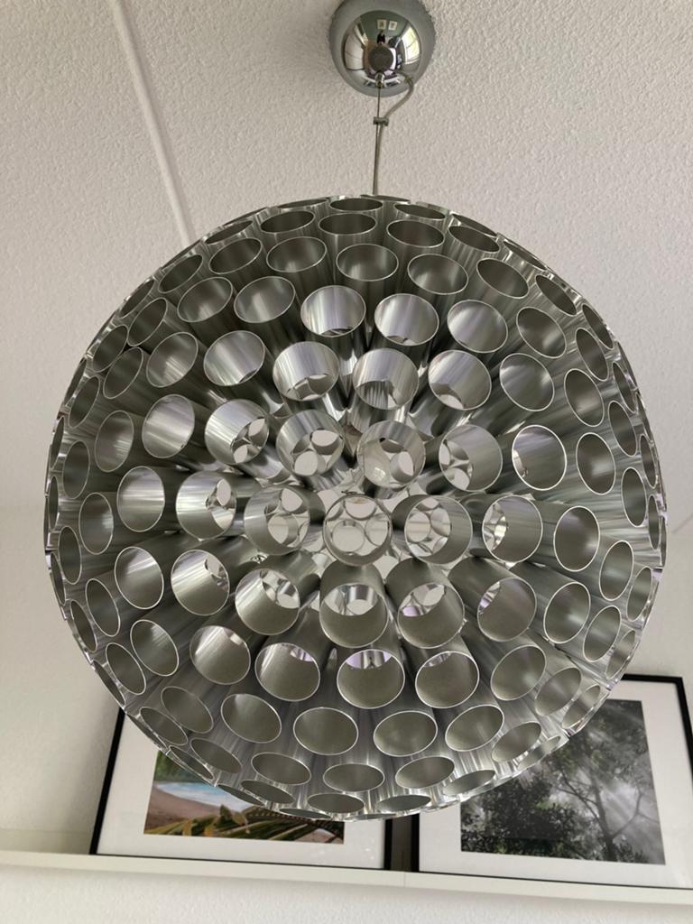 Moderne RVS hanglamp, Huis en Inrichting, Ophalen, Zo goed als nieuw, Metaal, Modern