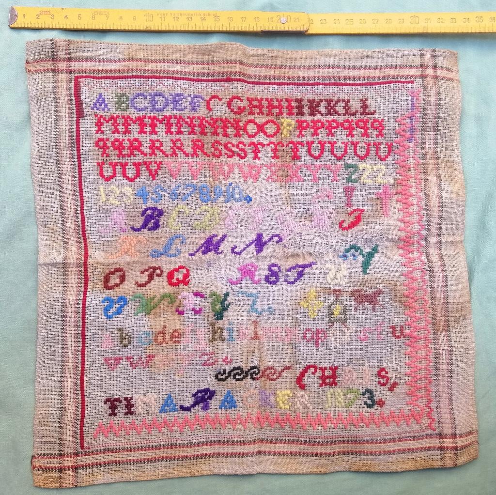 Merklap letterlap Christina Racker 1873, Antiek en Kunst, Ophalen of Verzenden