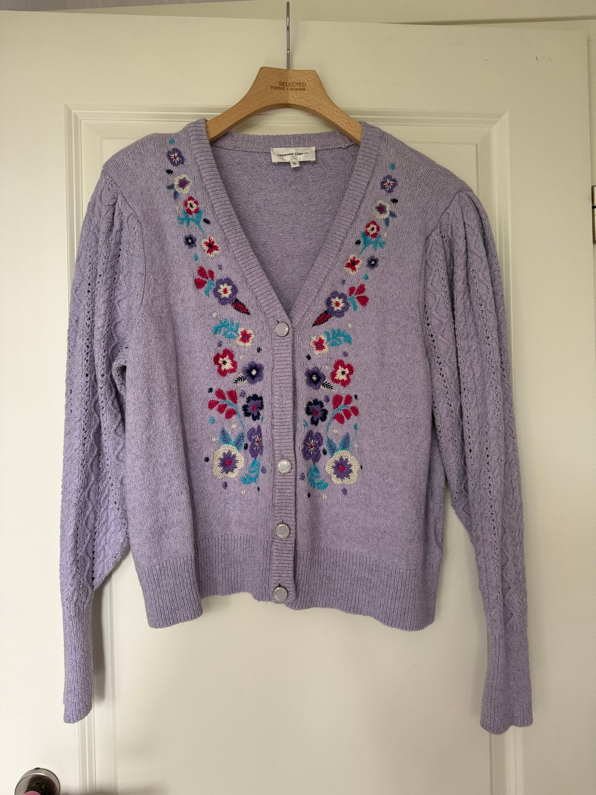Fabienne Chapot vest met bloemenborduursel - Maat XL, Ophalen of Verzenden, Zo goed als nieuw, Maat 46/48 (XL) of groter, Paars