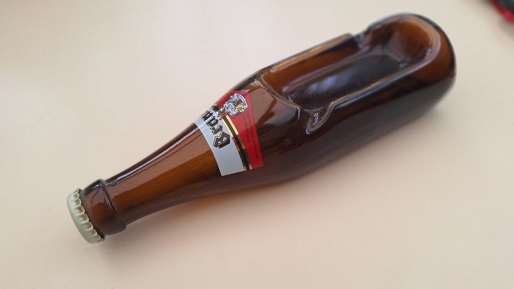 Brand Bier asbak-fles, Verzamelen, Biermerken, Verzenden, Gebruikt, Flesje(s), Brand