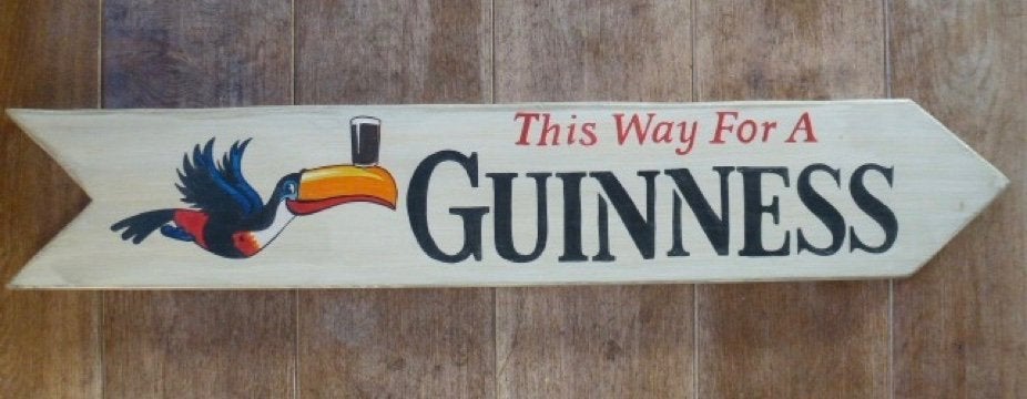 Handgeschilderd pubbord/This way for a Guinness/mancave, Reclamebord, Ophalen of Verzenden, Zo goed als nieuw, B6