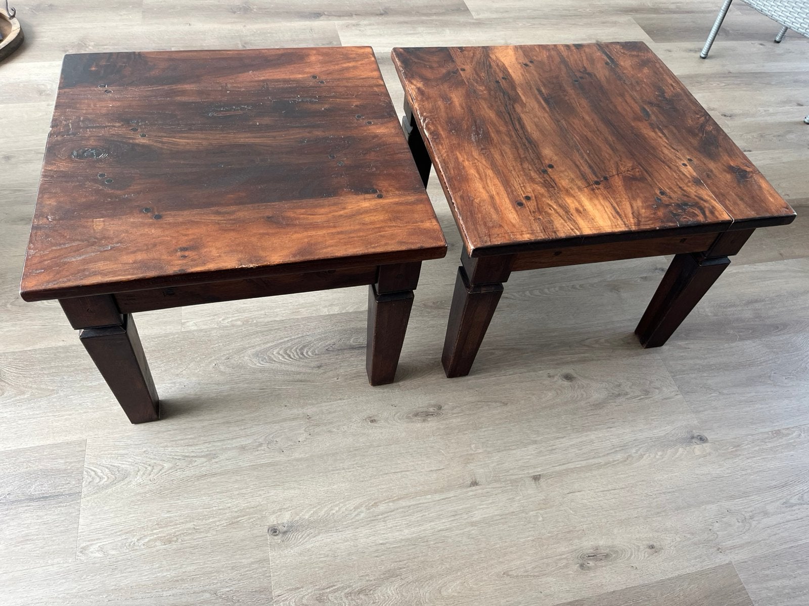 Twee salontafels koloniaal, Huis en Inrichting, Tafels | Salontafels, Minder dan 50 cm, 50 tot 100 cm, Vierkant, Ophalen