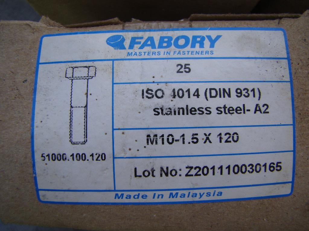 RVS bouten 10 mm lengte 120 twee dozen van 25 stuks, Doe-het-zelf en Verbouw, 50 tot 100 mm, Schroeven, Nieuw, Ophalen of Verzenden