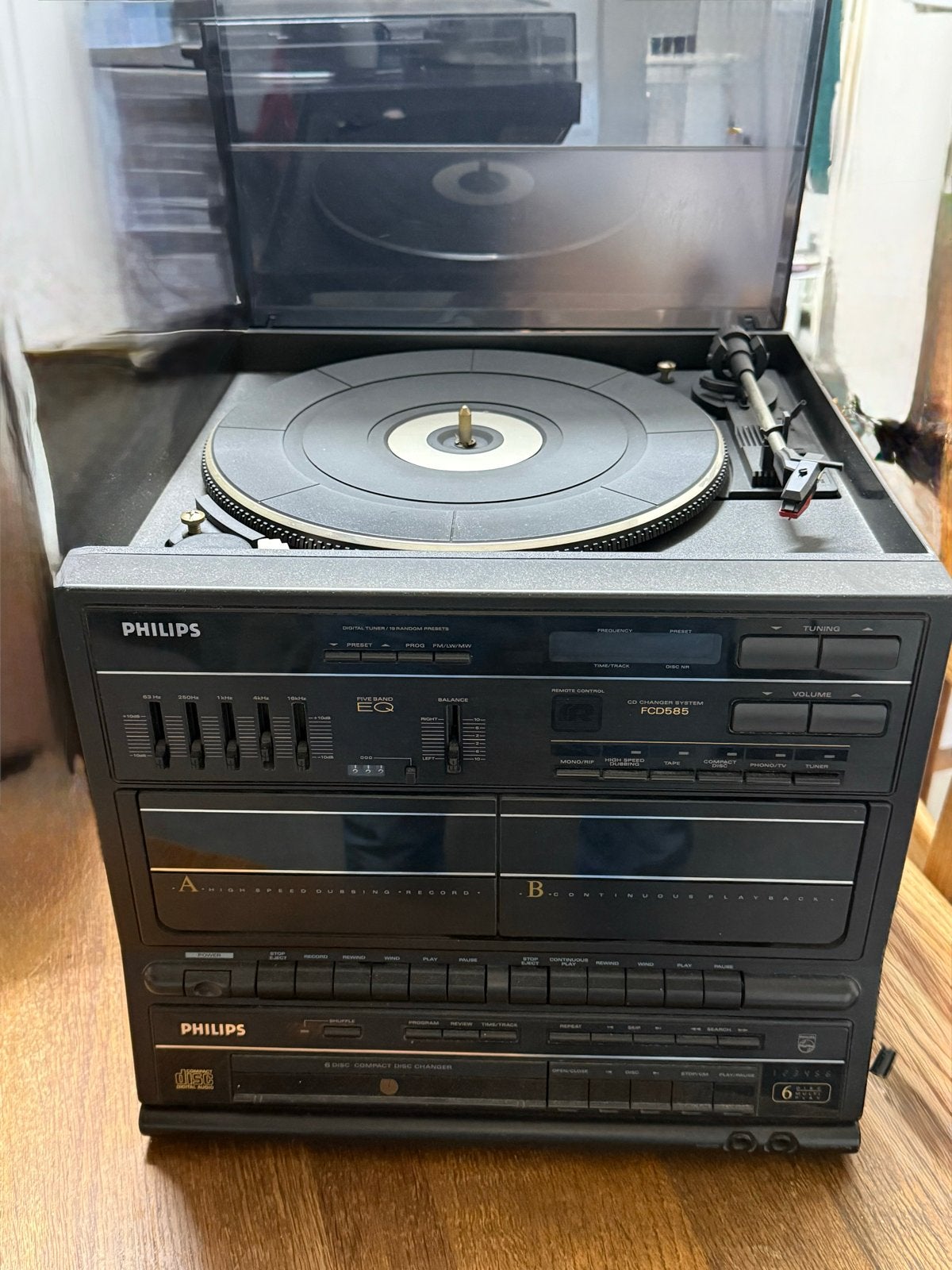 Philips Stereo Platenspeler, CD, Dubbel Cassette (opknapper), Ophalen of Verzenden, Gebruikt, Cassettedeck, Philips