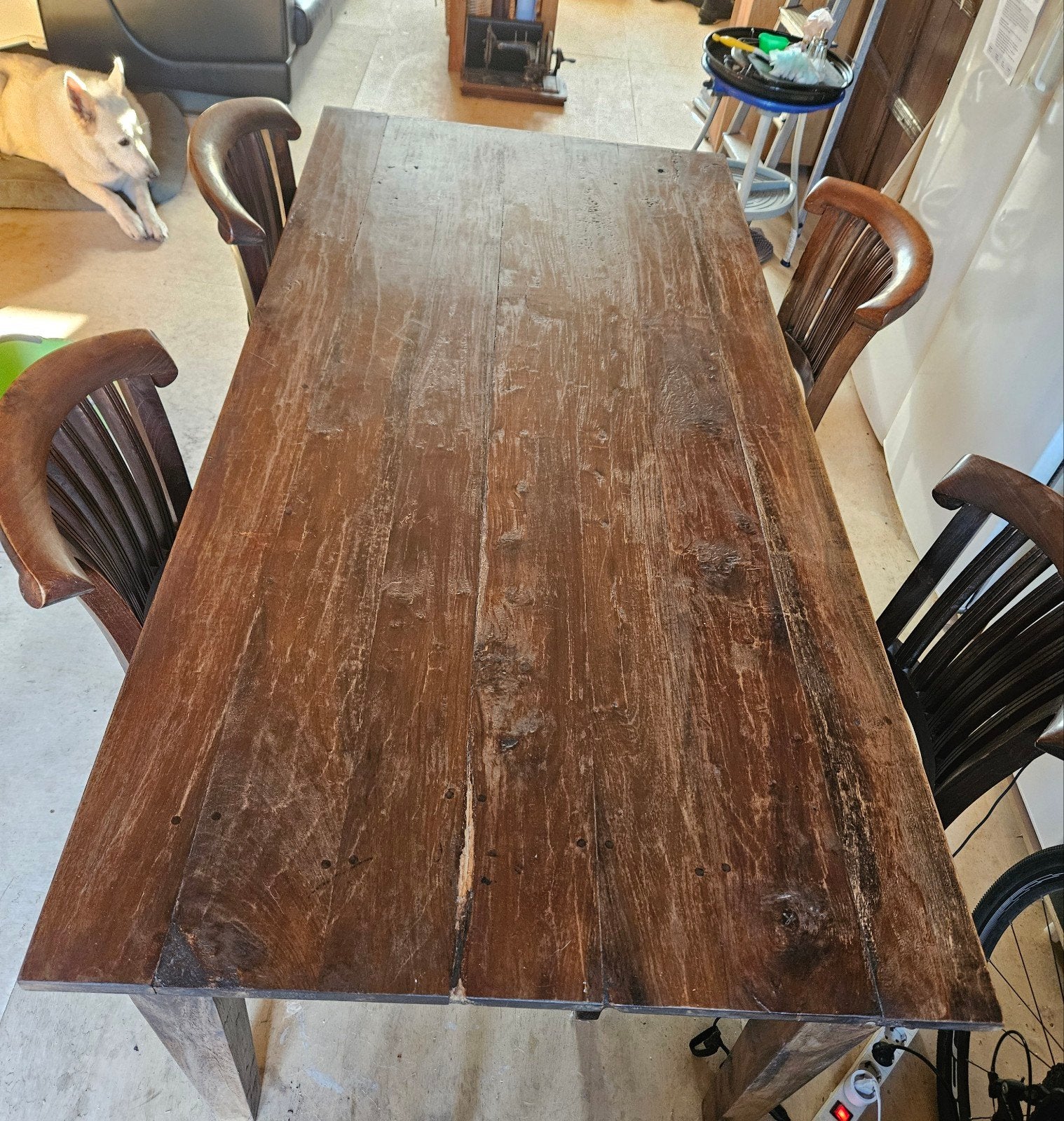 Koloniale tafel met 4 stoelen, Ophalen, Gebruikt, Koloniaal, 4 tot 6 stoelen