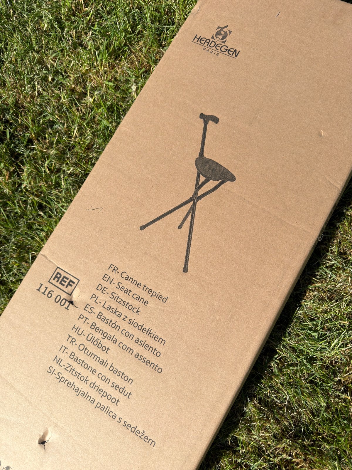 Wandelstok met zitje nieuw in doos, Ophalen, Zo goed als nieuw, Aluminium