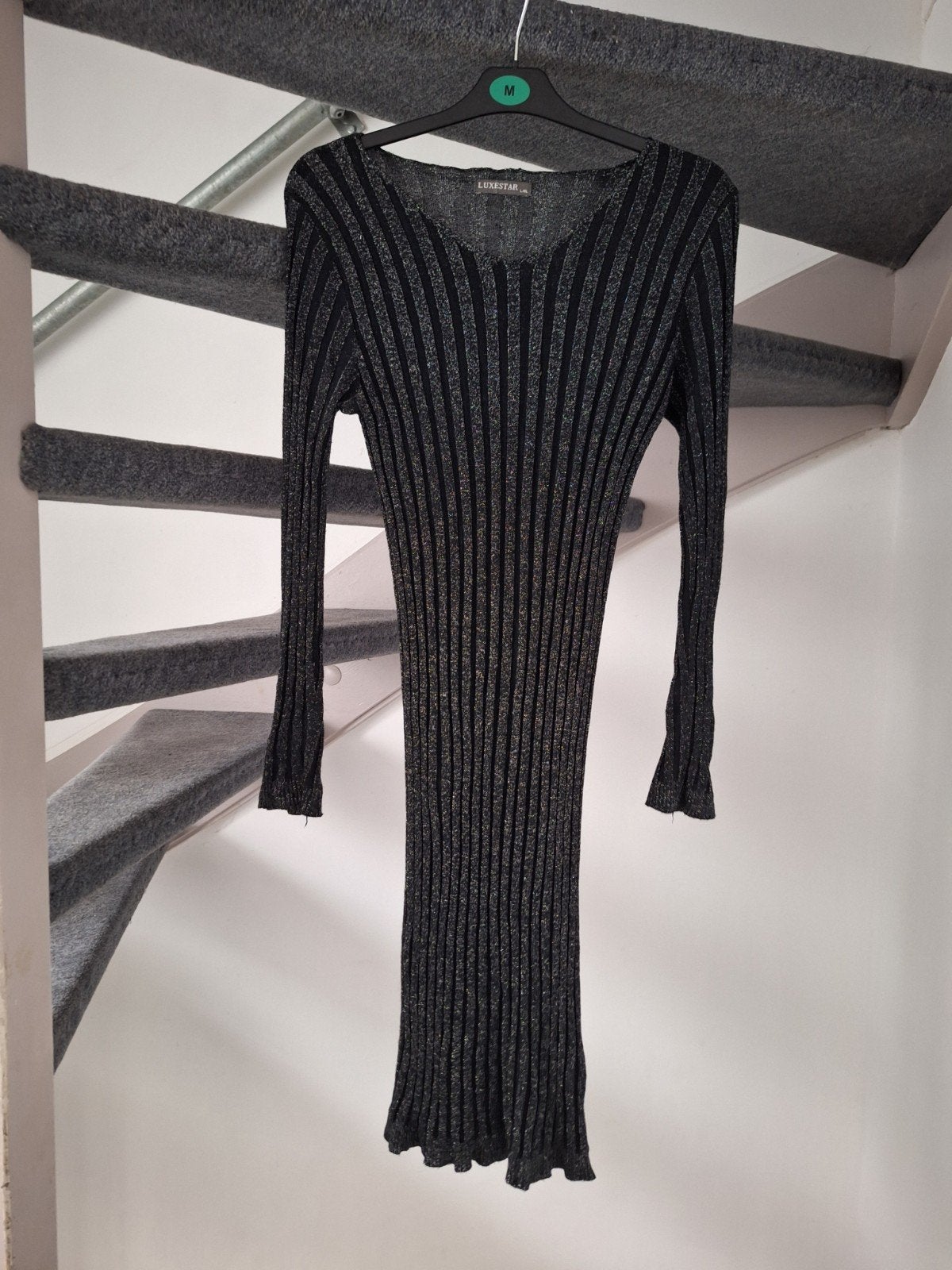 Luxestar Ribgebreide Jurk Zwart Glitter Maat 42, Ophalen of Verzenden
