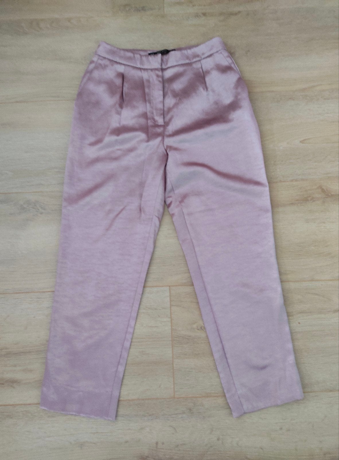 Zara - Pantalon chino broek metallic roze - mt xs, Verzenden, Zara, Zo goed als nieuw, Roze