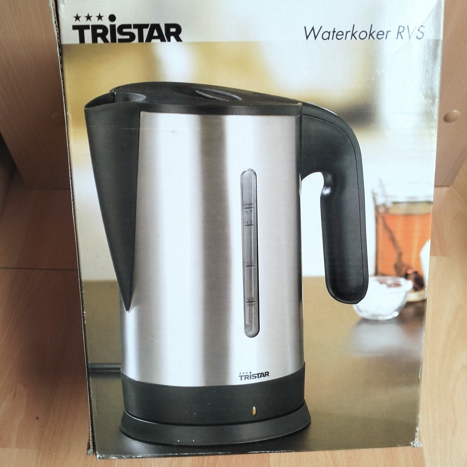 Tristar Waterkoker RVS Cooltouch 1.7L 2200W, 1 tot 2 liter, Ophalen of Verzenden, Nieuw, Rvs