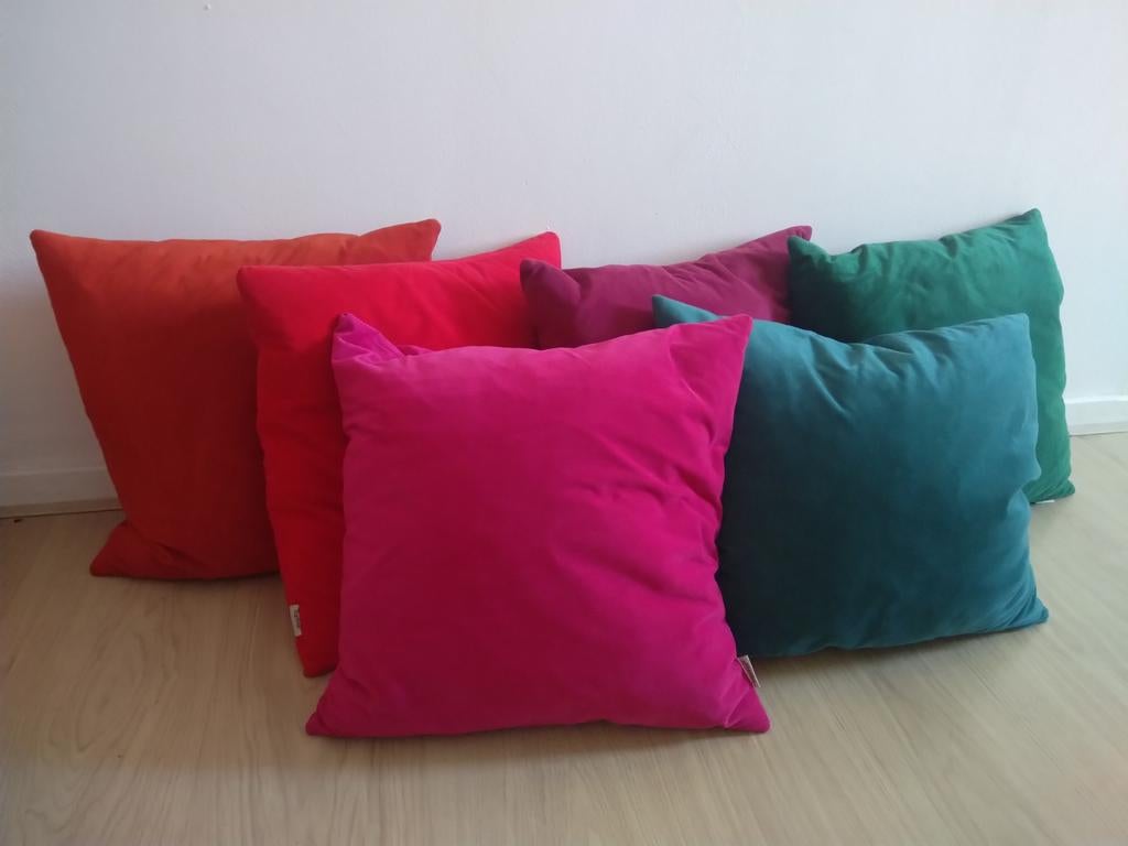Fluwelen kussenhoezen (6 verschillende kleuren - 45 x45 cm, Ophalen, Zo goed als nieuw, Vierkant
